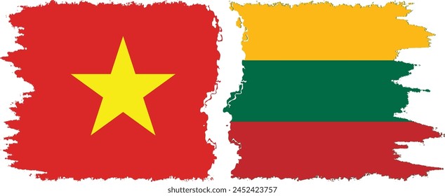 Lithuania and Vietnam grunge flags connection, vector