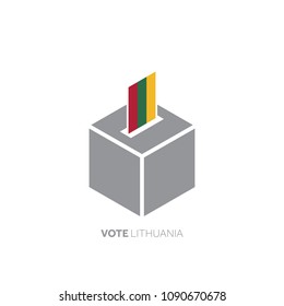 Lithuania voting concept. National flag and ballot box.