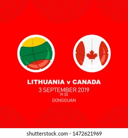 Lithuania vs Canada, World Basketball match 2019, Chinese pattern with modern and traditional elements, Vector illustration.