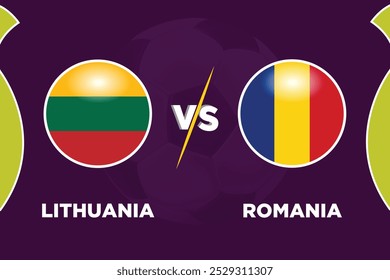 Lithuania vs Romania Soccer match concept. Vector illustration of design.
LT VS ROM football match.