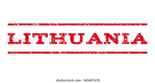 Lithuania watermark stamp. Text tag between horizontal parallel lines with grunge design style. Rubber seal stamp with dust texture. Vector intensive red color ink imprint on a white background.