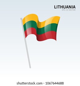 Lithuania waving flag isolated on gray background