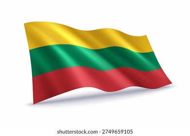 Lithuania waving flag of isolated on white background.