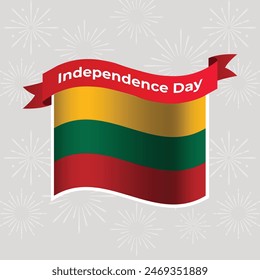 Lithuania Wavy Flag Independence Day Banner Background