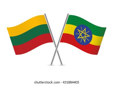 Lithuanian and Ethiopian flags. Vector illustration.