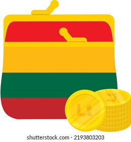 Lithuanian Flag hand drawn,Lithuanian litas hand drawn