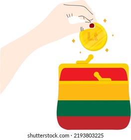 Lithuanian Flag hand drawn,Lithuanian litas hand drawn