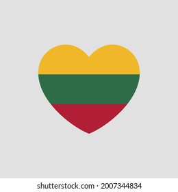 Bandera lituana en forma de corazón vectorial amor Lituania