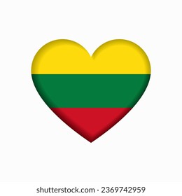 Lithuanian flag heart-shaped sign. Vector illustration.