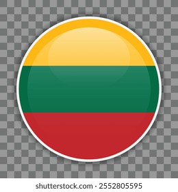 Symbol der litauischen Flagge auf kariertem Hintergrund. Vektorsymbol für mobile Apps, UI oder Webdesign