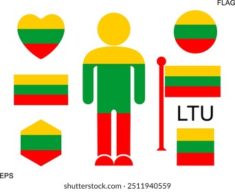 Lithuanian flag. Isolated Lithuanian flag on white background