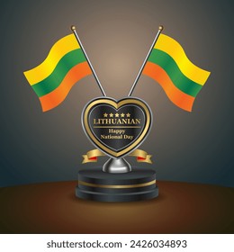 Lithuanian flag in a stand on table. Vector Illustration