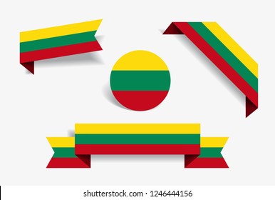 Lithuanian flag stickers and labels set. Vector illustration.