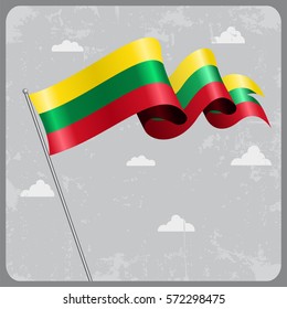 Lithuanian flag wavy abstract background. Vector illustration.
