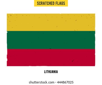 Lithuanian grunge flag with little scratches on surface. A hand drawn scratched flag of Lithuania with a easy grunge texture. Vector modern flat design.