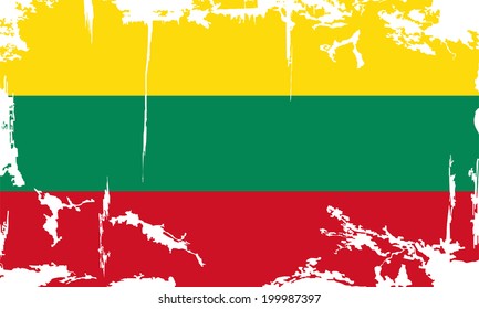 Lithuanian grunge flag. Vector illustration. Grunge effect can be cleaned easily.