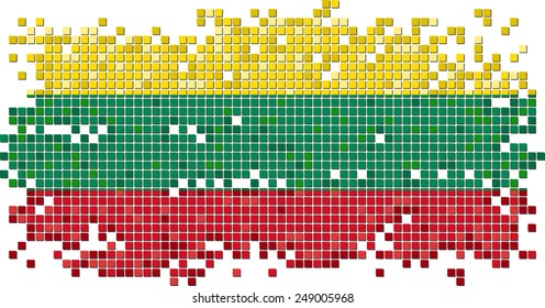 Lithuanian grunge tile flag. Vector illustration Eps 8.