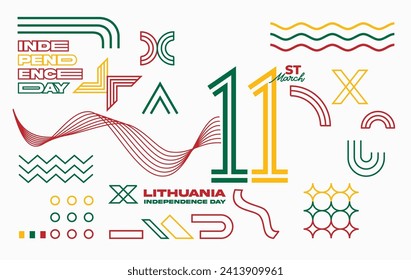 Lithuanian independence day geometric abstract background shape with 11st march logotype.