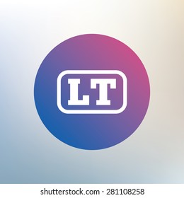 Lithuanian language sign icon. LT translation symbol with frame. Icon on blurred background. Vector