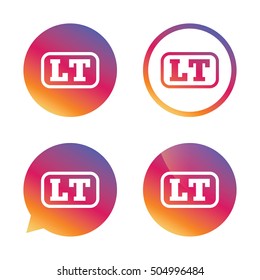 Lithuanian language sign icon. LT translation.