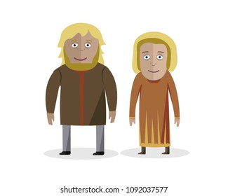 Lithuanian. People in national dress. Belarus, Lithuania, Poland, Russia, Ukraine, Latvia, Estonia, Bulgaria, Moldova. Family dressed in traditional costume. National clothes. Vector illustration.
