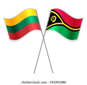 Lithuanian and Vanuatuan crossed flags. Lithuania combined with Vanuatu isolated on white. Language learning, international business or travel concept.