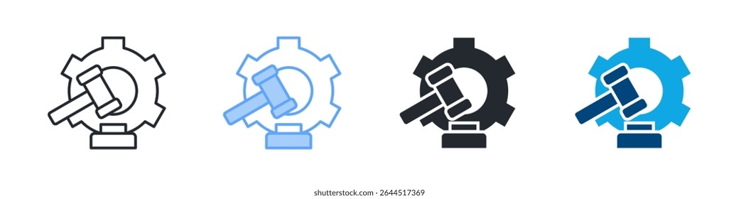 Litigation Icon Set Multiple Style. Designed In Outline, Blue, Glyph, Dual Tone