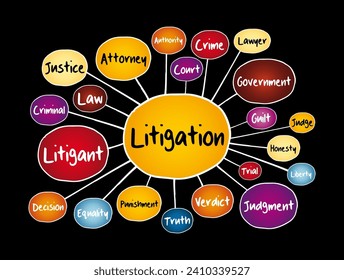 Litigation mind map, law concept for presentations and reports