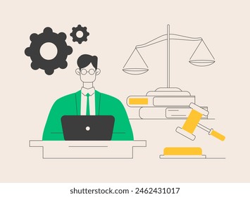 Litigation support abstract concept vector illustration. Attorney assistant, litigation lawyer, legal professional, document and data management, forensic accounting, consulting abstract metaphor.