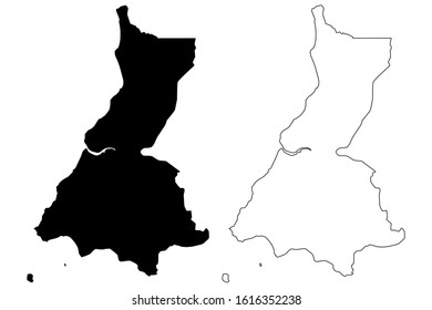 Litoral (Republic of Equatorial Guinea, Provinces of Equatorial Guinea) map vector illustration, scribble sketch Litoral Province map