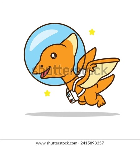 LITTE CUTE DINOSAURS PTERODACTYLS FLYING IN SPACE