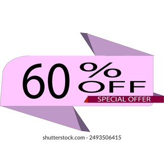 litte pink background special offer 60% discount sale tag and banner