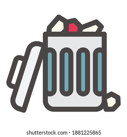Icono Plano De Basura Aislado En Fondo Blanco