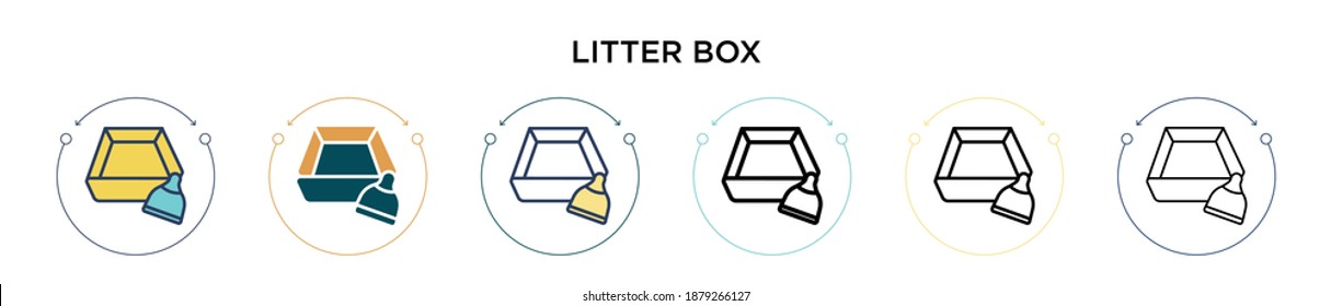 Icono del cuadro de título en el estilo relleno, delgado, contorno y trazo. Ilustración vectorial de dos iconos vectoriales coloridos y negros se pueden utilizar para móviles, ui, web