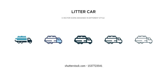 litter car icon in different style vector illustration. two colored and black litter car vector icons designed in filled, outline, line and stroke style can be used for web, mobile, ui