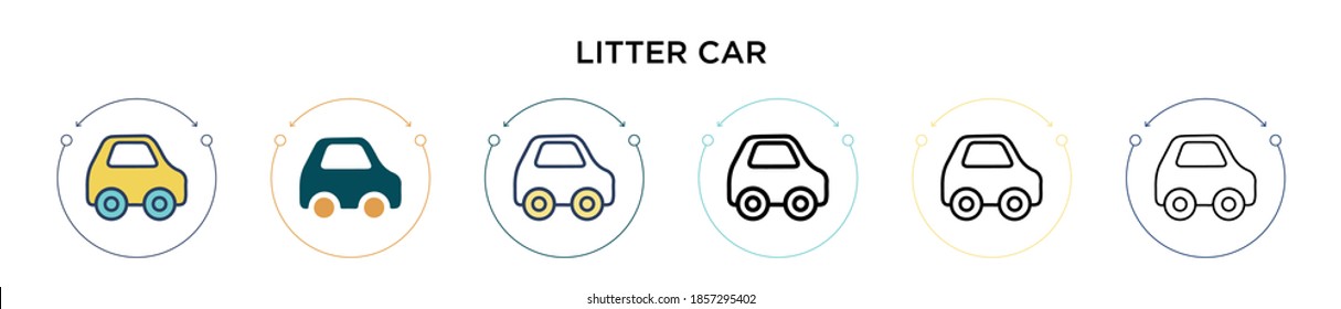 Kleines Auto-Icon in gefüllt, dünne Linie, Umriss und Strich-Stil. Vektorgrafik von zwei farbigen und schwarzen Einstreu-Vektorgrafiken-Symbolen kann für mobile, i, web-gestützte