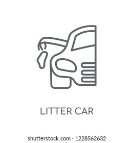 litter car linear icon. Modern outline litter car logo concept on white background from Transportation collection. Suitable for use on web apps, mobile apps and print media.