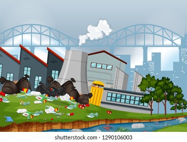 Litter in the factory illustration