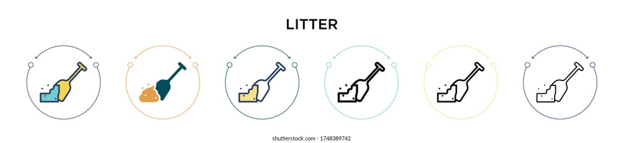 Litter icon in filled, thin line, outline and stroke style. Vector illustration of two colored and black litter vector icons designs can be used for mobile, ui, web