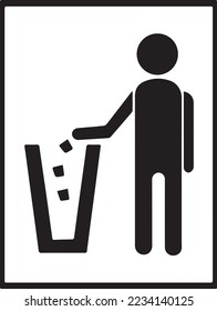 litter icon throw garbage icon vector illustration Waste logo sign symbol rubbish bins template for many purpose. Isolated on background