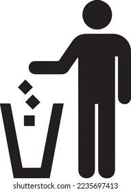 litter icon throw garbage icon vector illustration Waste logo sign symbol rubbish bins template for many purpose. Isolated on background