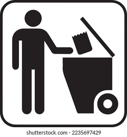 litter icon throw garbage icon vector illustration Waste logo sign symbol rubbish bins template for many purpose. Isolated on background