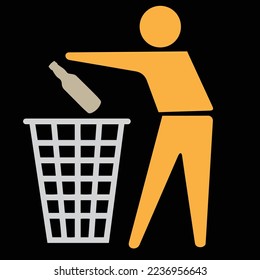 litter icon throw garbage icon vector illustration Waste logo sign symbol rubbish bins template for many purpose. Isolated on background