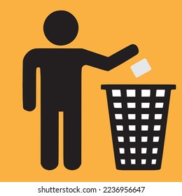 litter icon throw garbage icon vector illustration Waste logo sign symbol rubbish bins template for many purpose. Isolated on background