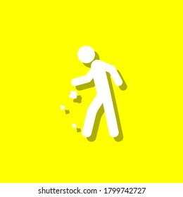 Icono blanco de la basura del hombre de la litera con sombra