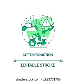 Litter reduction concept icon. Organic waste prevention idea thin line illustration. Items floating in water. Harmful germs and bacteria. Vector isolated outline RGB color drawing. Editable stroke