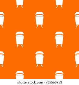 Litter waste bin pattern repeat seamless in orange color for any design. Vector geometric illustration