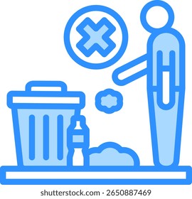 Icono de ensuciamiento Ilustración vectorial de color azul