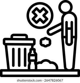 Ilustración vectorial de contorno de icono de ensuciamiento