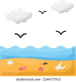 Littering vector color icon design, Environmental pollution symbol, Chemical Biological contamination sign, Pollutants stock illustration, substances in water, soil, or air concept